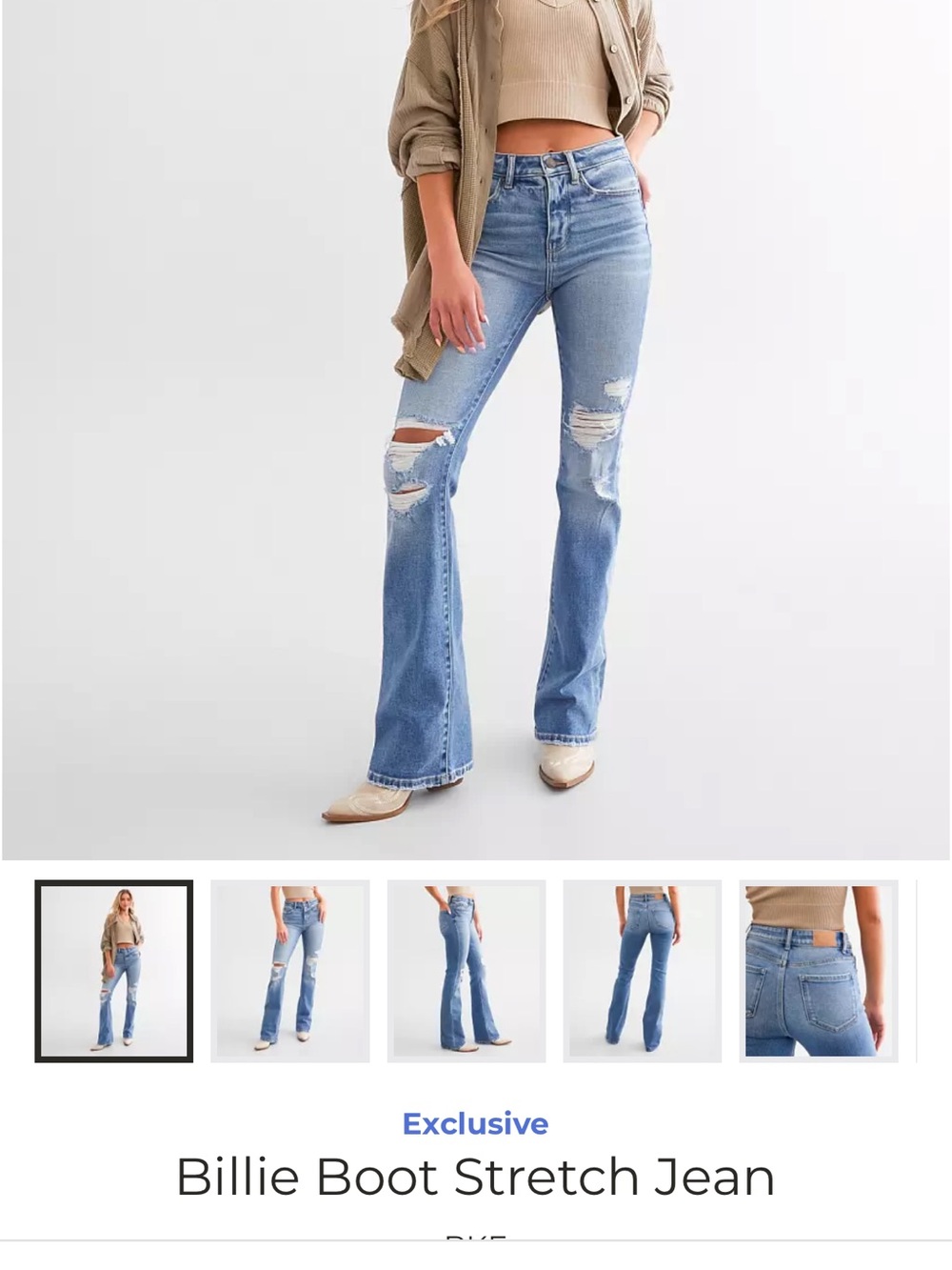 Billie Boot Stretch Jean - Light Blue Distressed